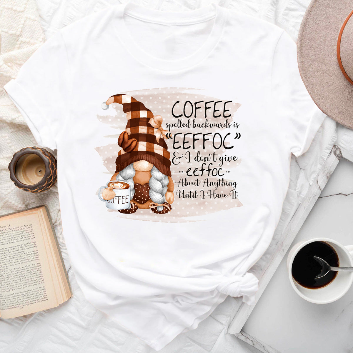 Coffee Spelled Backwards Gnome T-Shirt