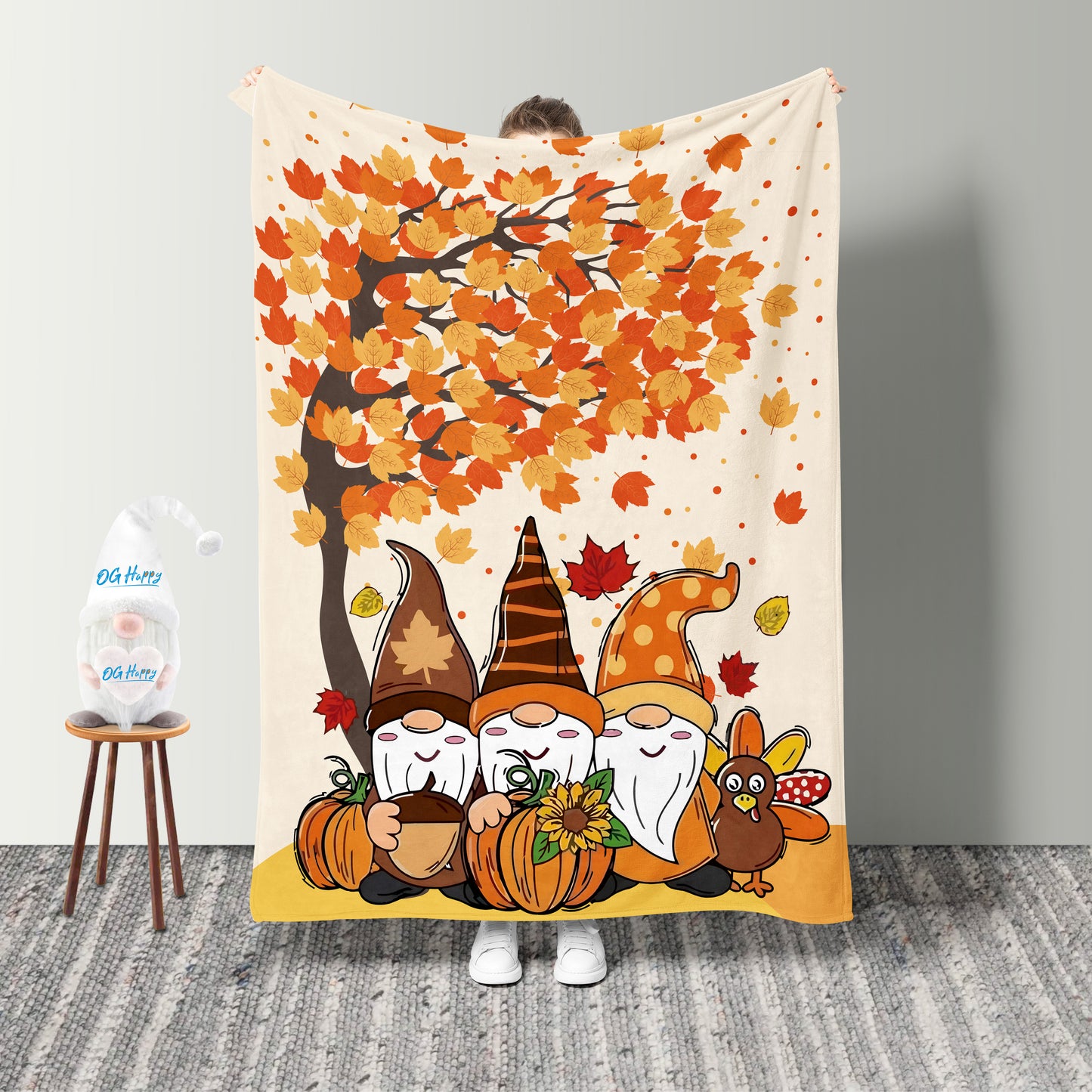 Autumn Gnomes Fleece Blanket