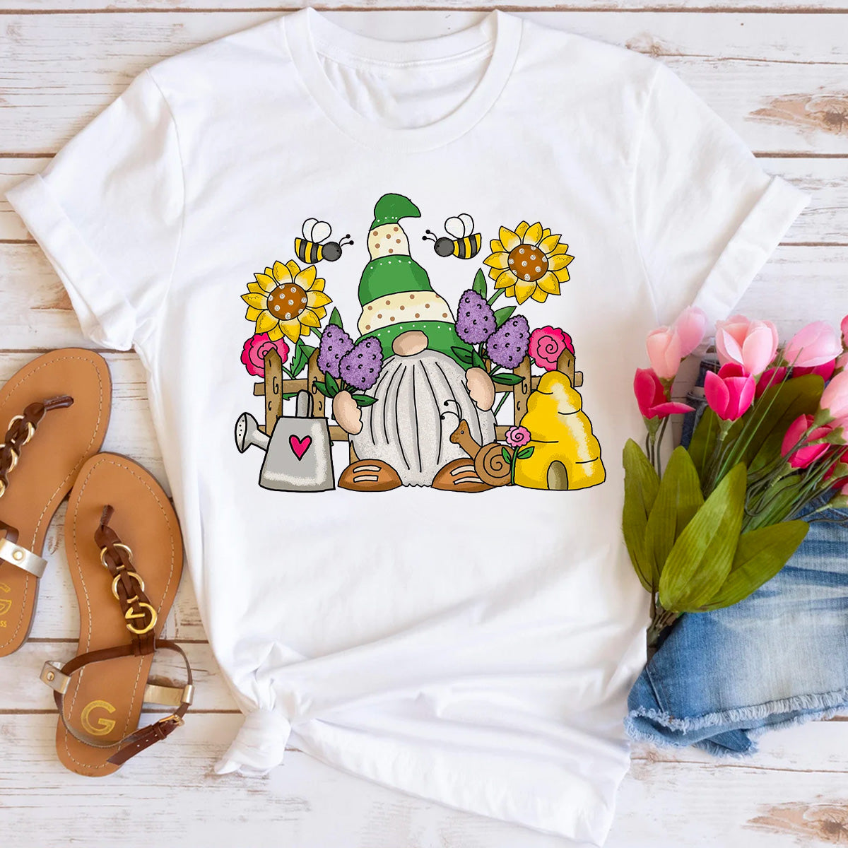 Cute Flower Garden Gnome T-Shirt