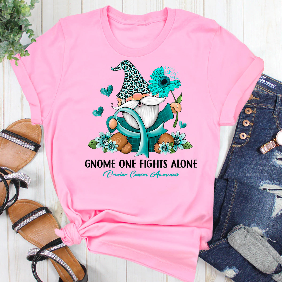 Ovarian Cancer Awareness Gnome T-Shirt