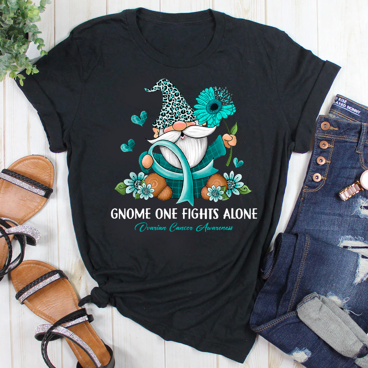 Ovarian Cancer Awareness Gnome T-Shirt