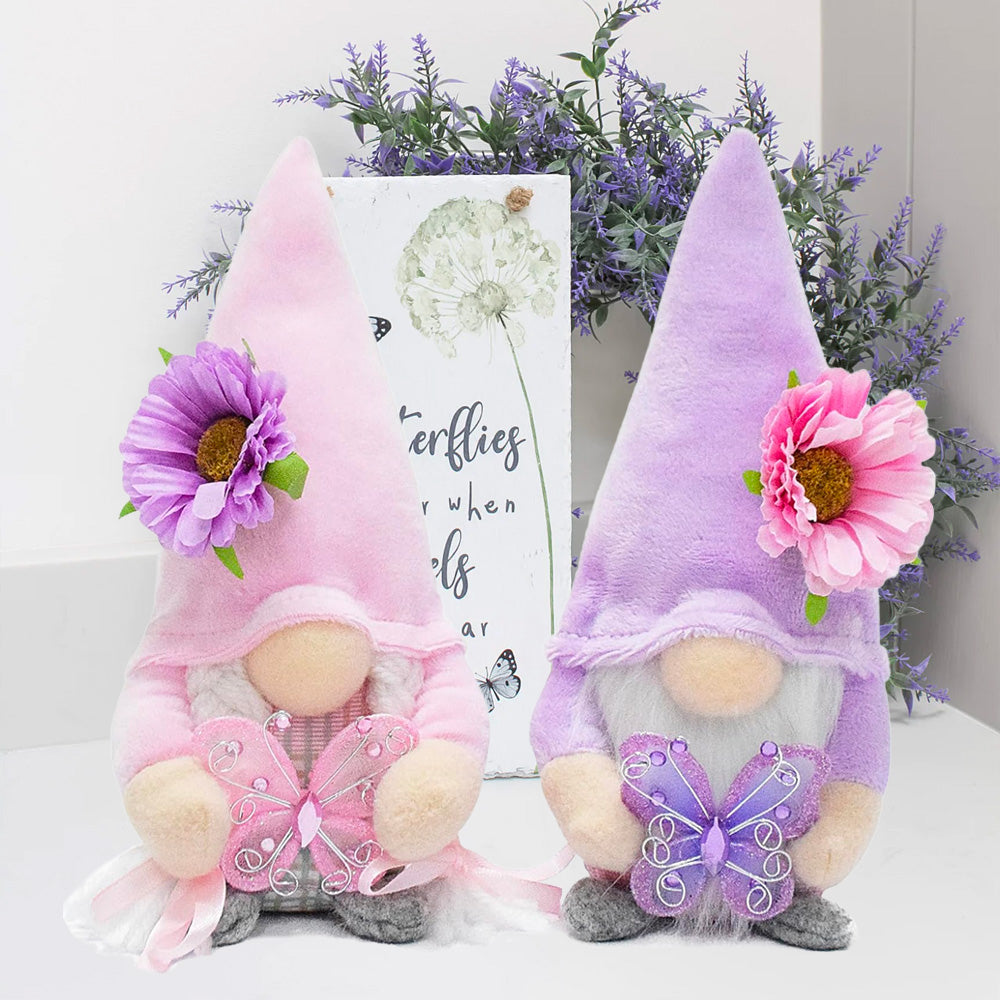 Spring Butterfly Flower Gnome Set