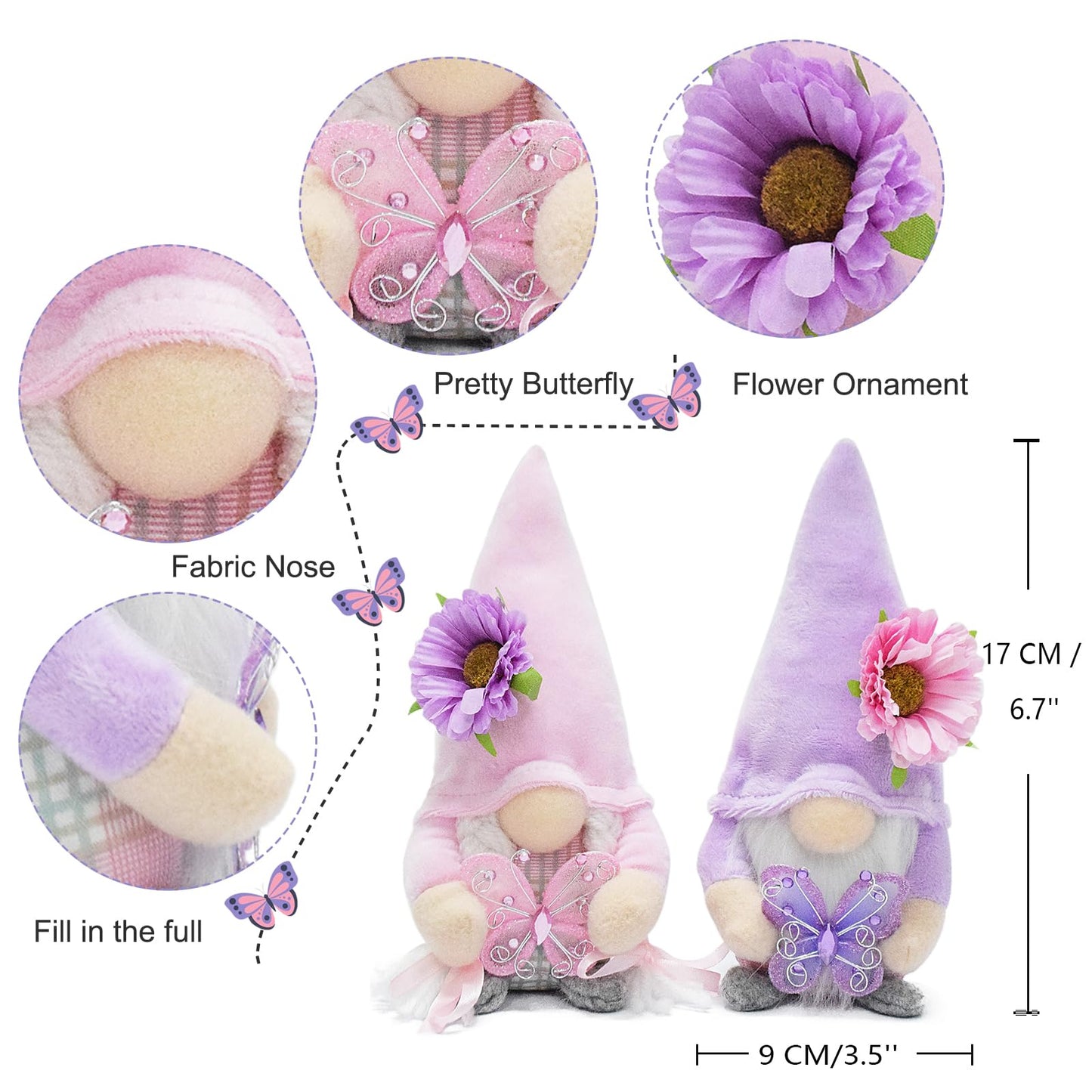 Spring Butterfly Flower Gnome Set