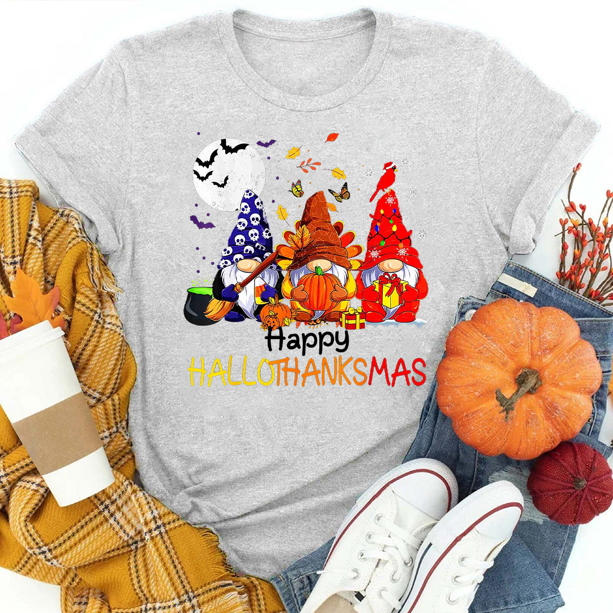 Three Gnomes Hallothanksmas T-Shirt