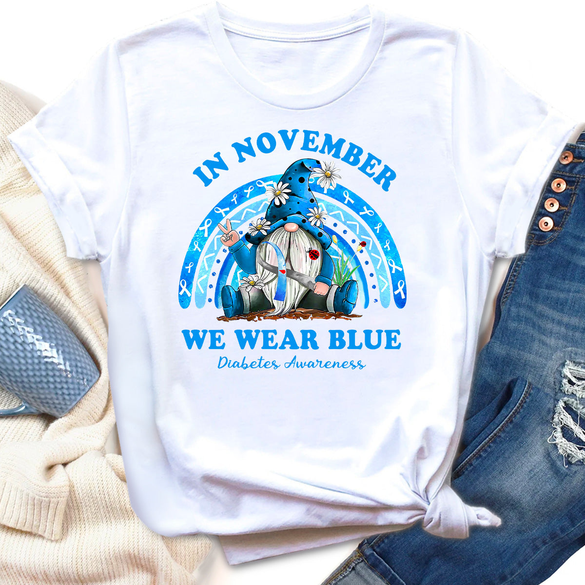 In November We Wear Blue Diabetes Awareness T-Shirt