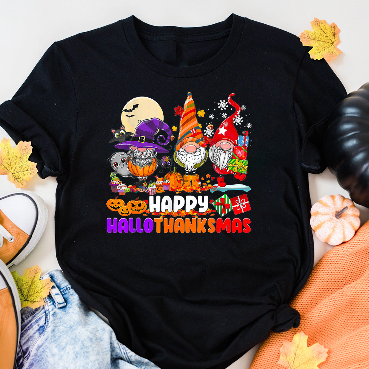 Happy HalloThanksMas Gnomes T-Shirt