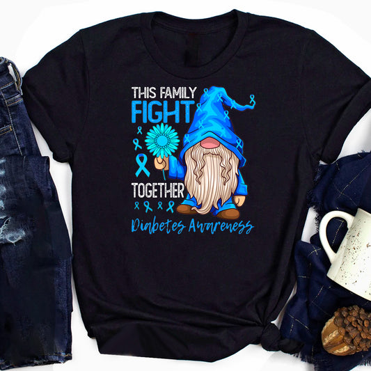 Family Fight Together Gnome Diabetes Awareness T-Shirt