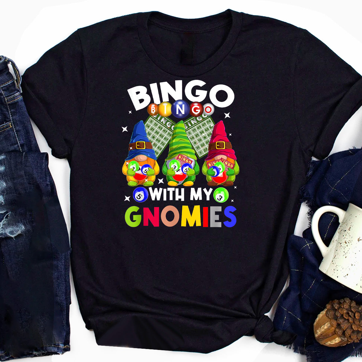 Bingo With My Gnomies Gambling Bingo T-Shirt