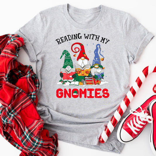 Reading With My Gnomies Christmas T-Shirt