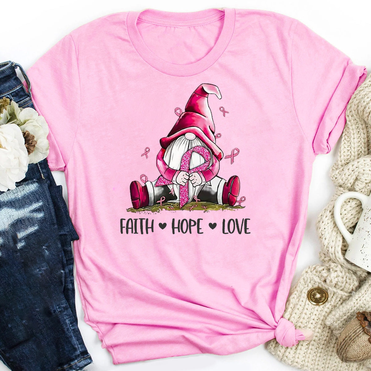 Breast Cancer Awareness Faith Hope Love T-Shirt