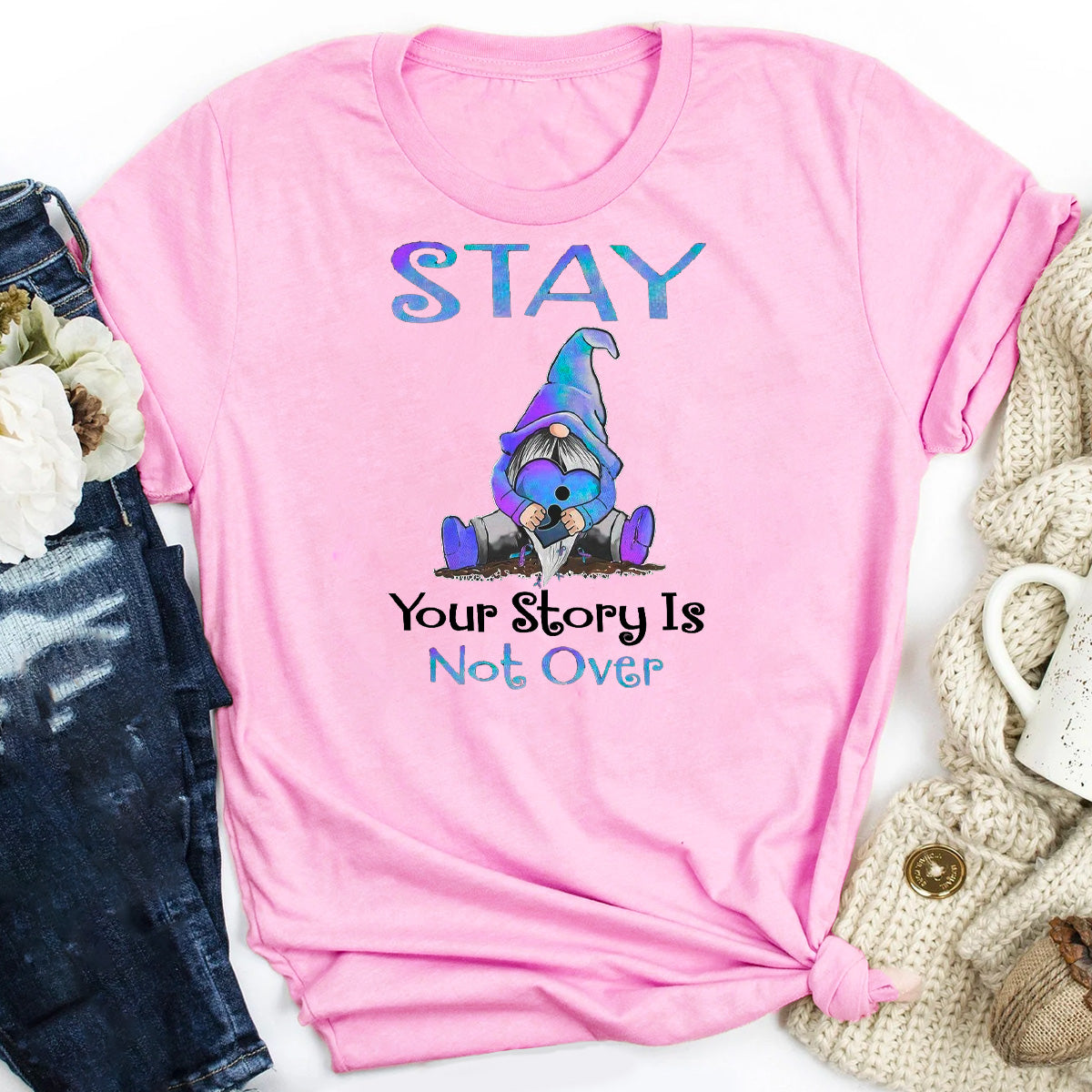 Stay Your Story Is Not Over Suicide Prevention Gnome T-Shirt