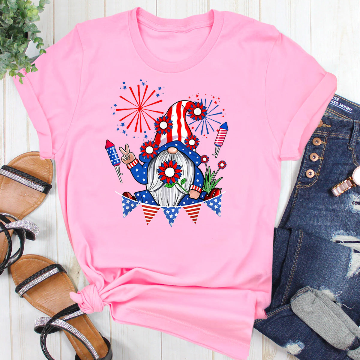 American Flag 4th Of July Patriotic Gnome T-Shirt