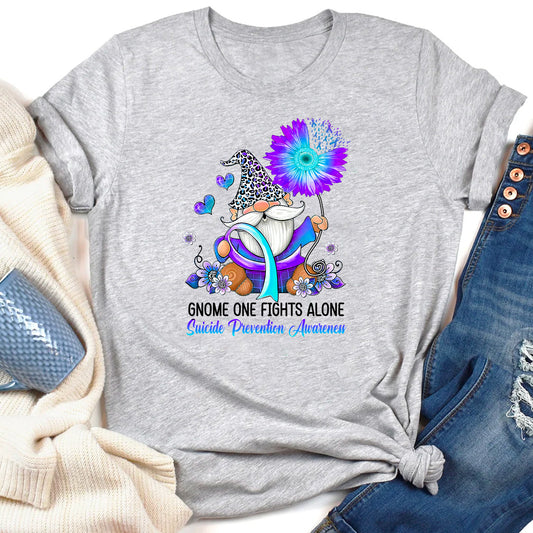 Gnome One Fights Alone Suicide Prevention Awareness T-Shirt