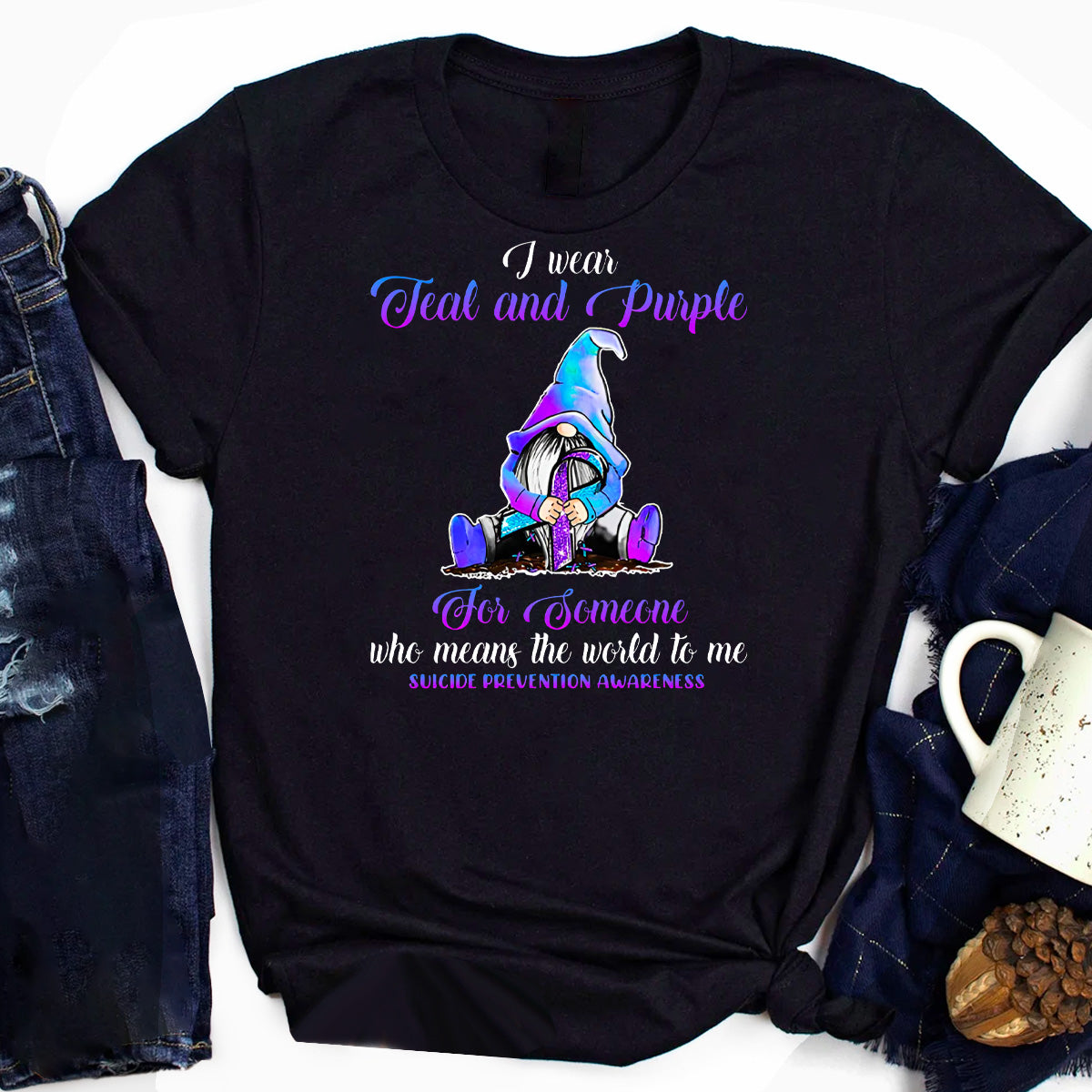 I Wear Teal Purple For Someone Who Means The World T-Shirt