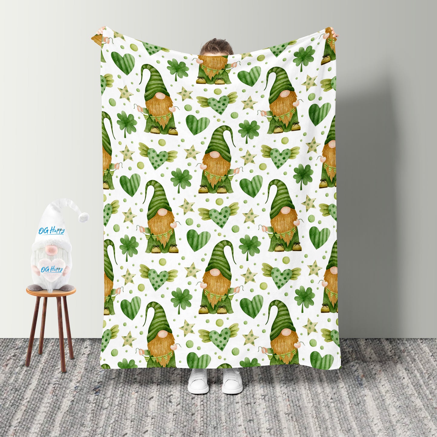 Happy St. Patrick's Day Gnome Fleece Blanket