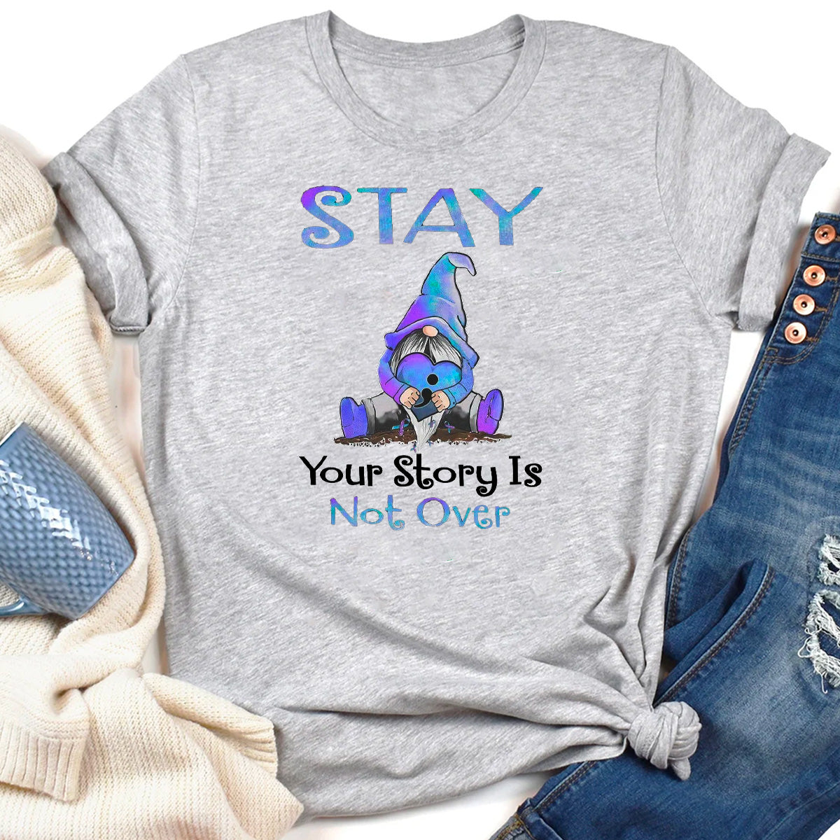 Stay Your Story Is Not Over Suicide Prevention Gnome T-Shirt