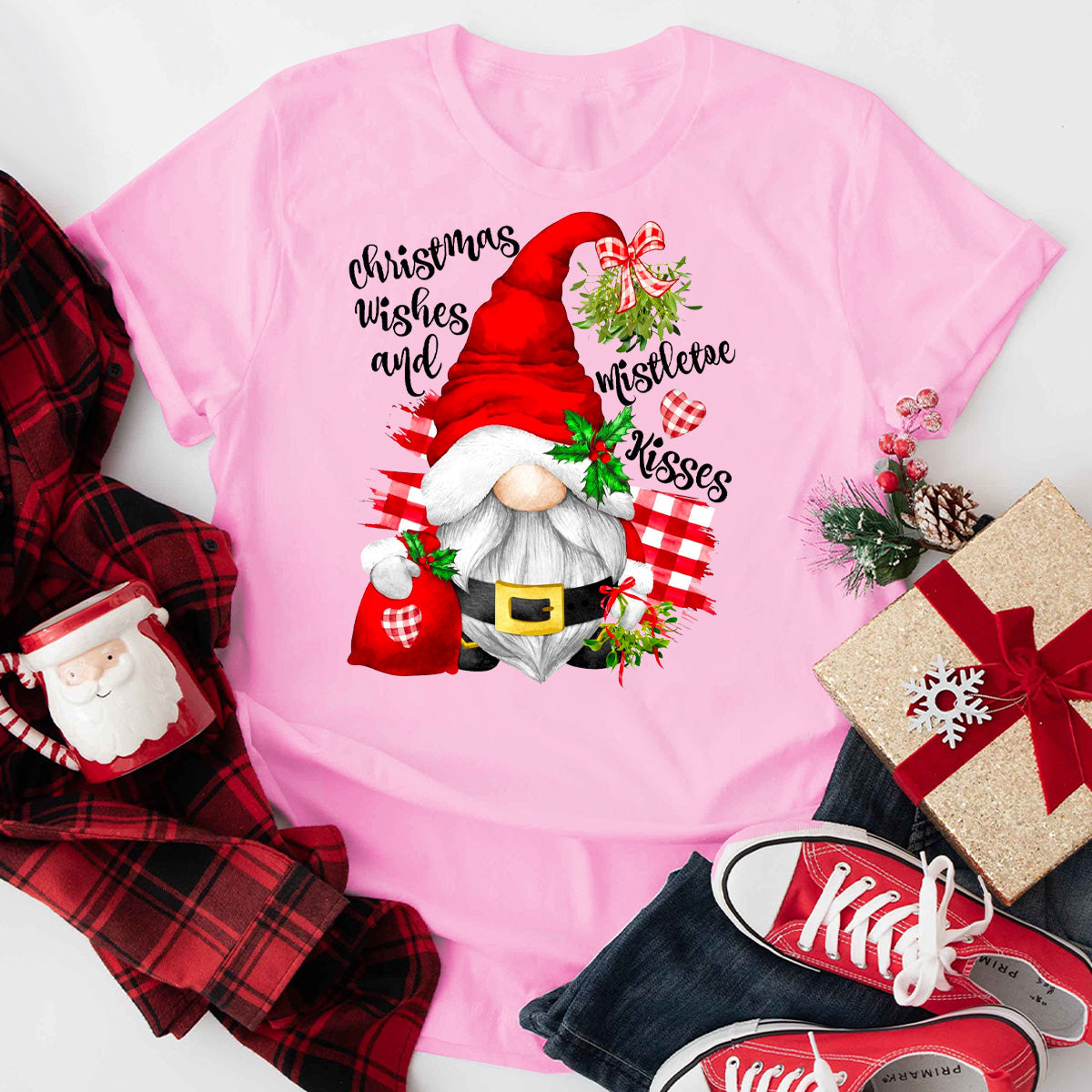 Christmas Wishes And Mistletoe Kisses T-Shirt