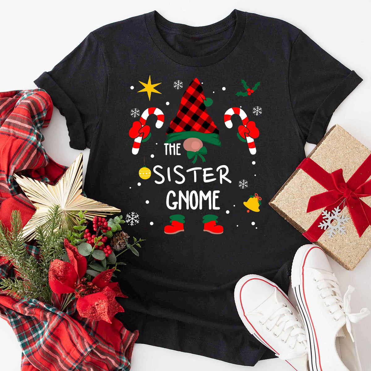 The Sister Gnome Matching Family Christmas T-Shirt