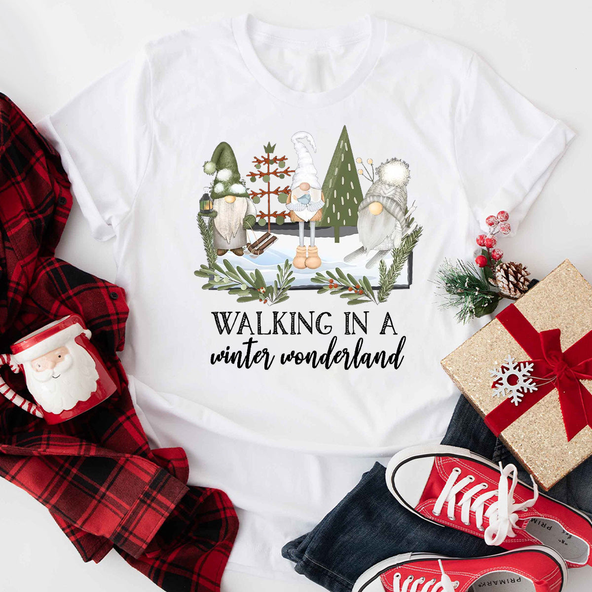 Walking in a Winter Wonderland Forest Gnomes T-Shirt