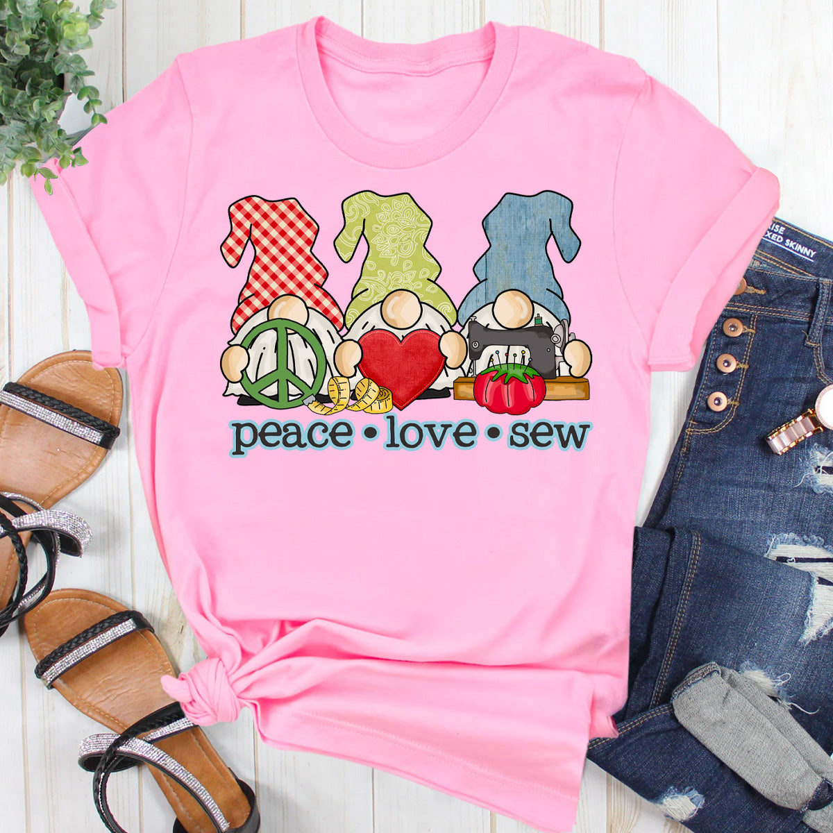 Peace Love Sew Gnome T-Shirt