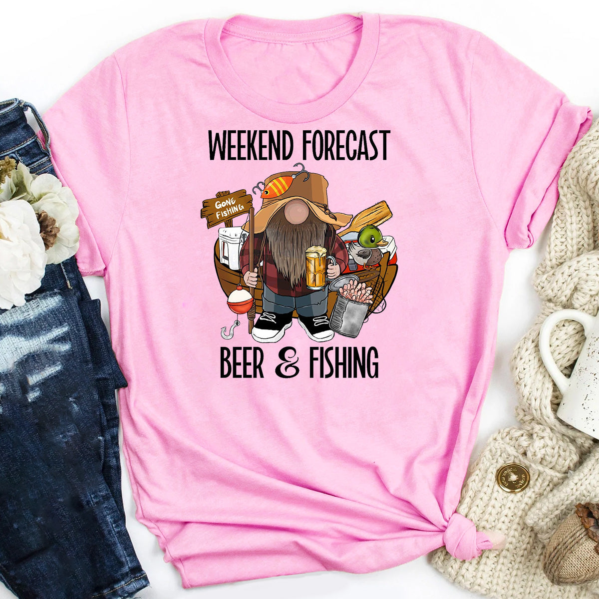 Weekend Forecast Beer and Fishing T-Shirt