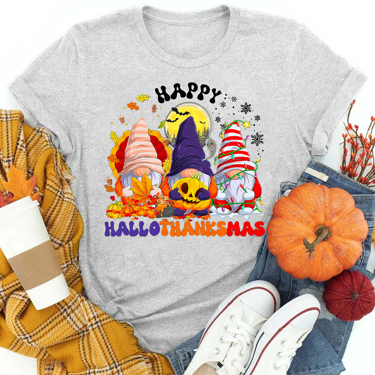 Happy HalloThanksMas Gnomes T-Shirt