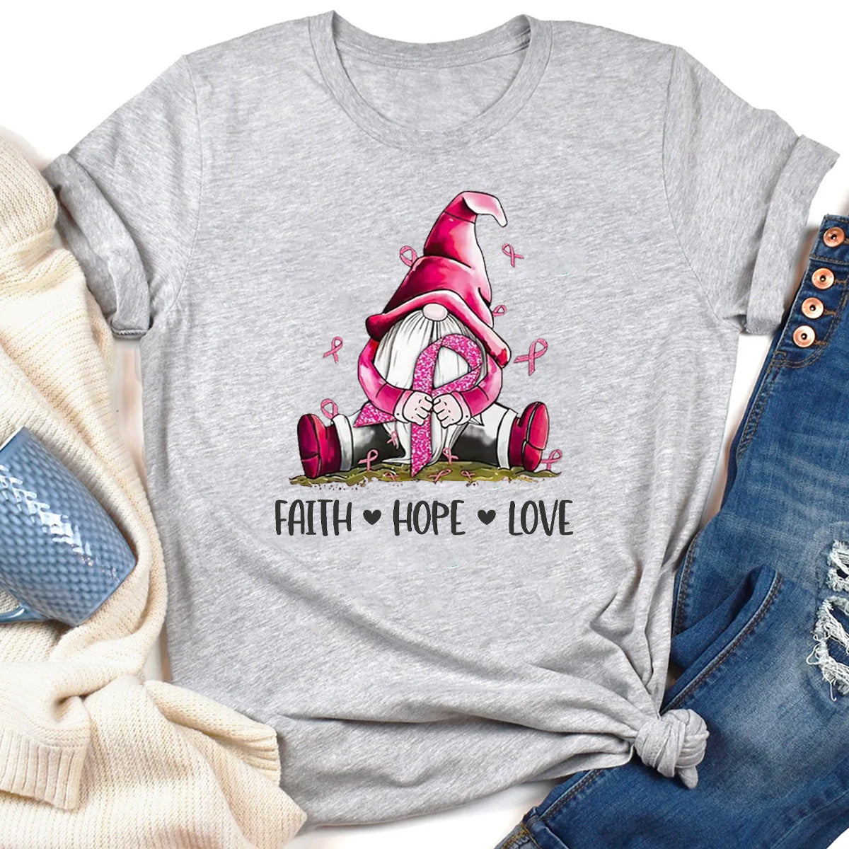 Breast Cancer Awareness Faith Hope Love T-Shirt