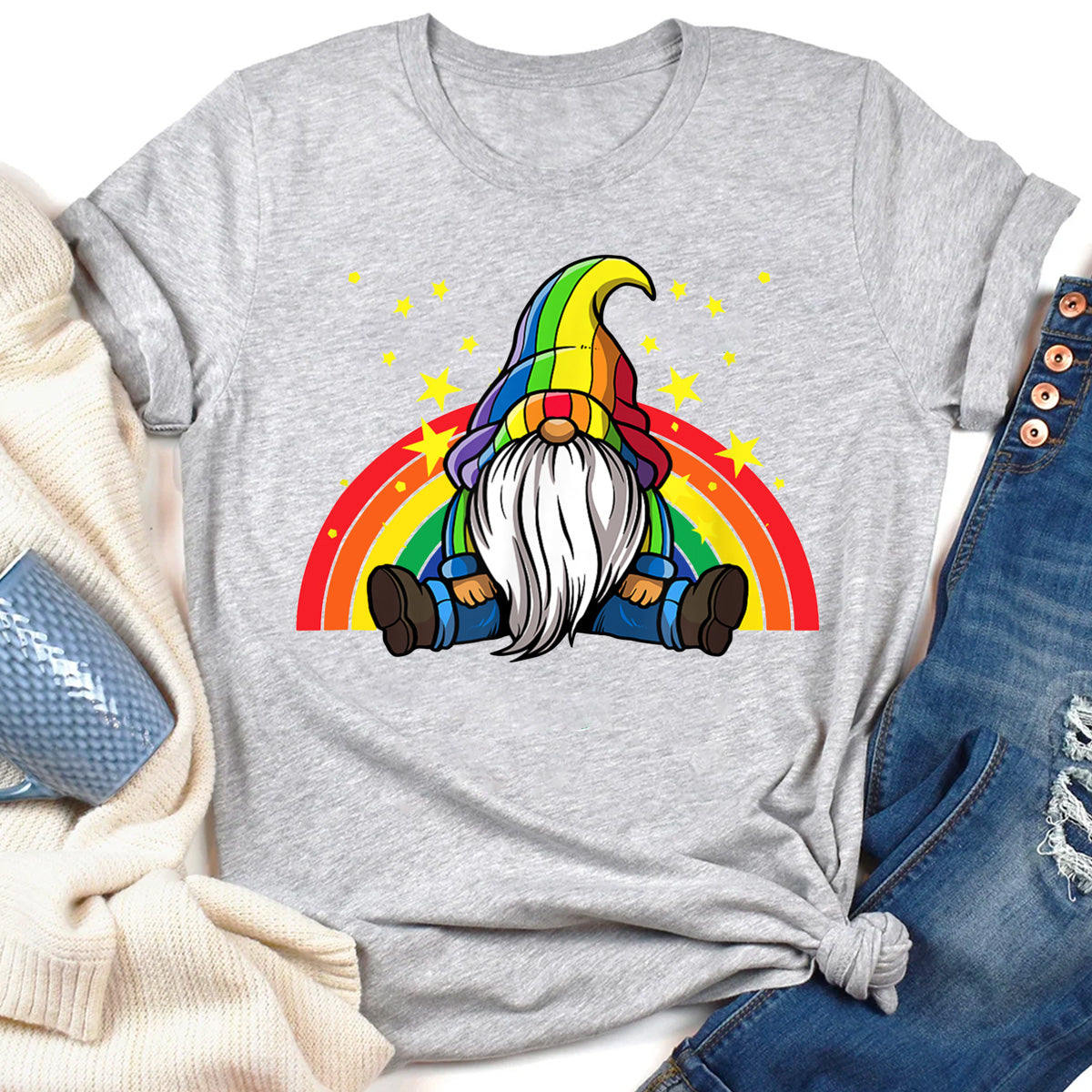 Gender Equality Rainbow Flag Gay Lesbian Pride LGBT Gnome T-Shirt