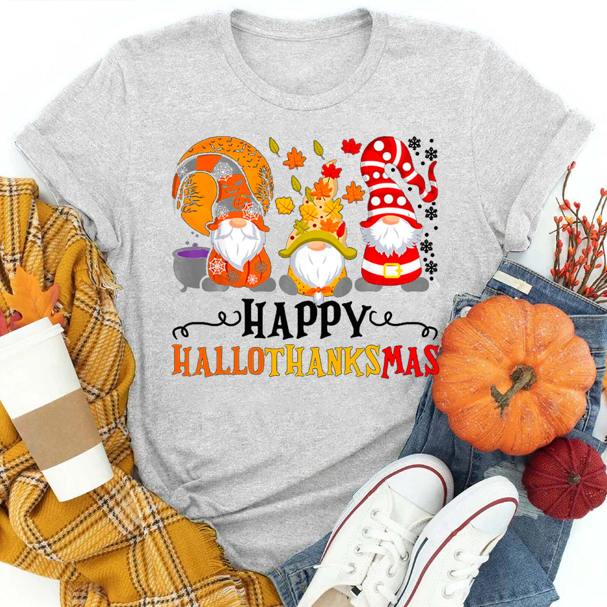 Happy HalloThanksMas Gnomes T-Shirt