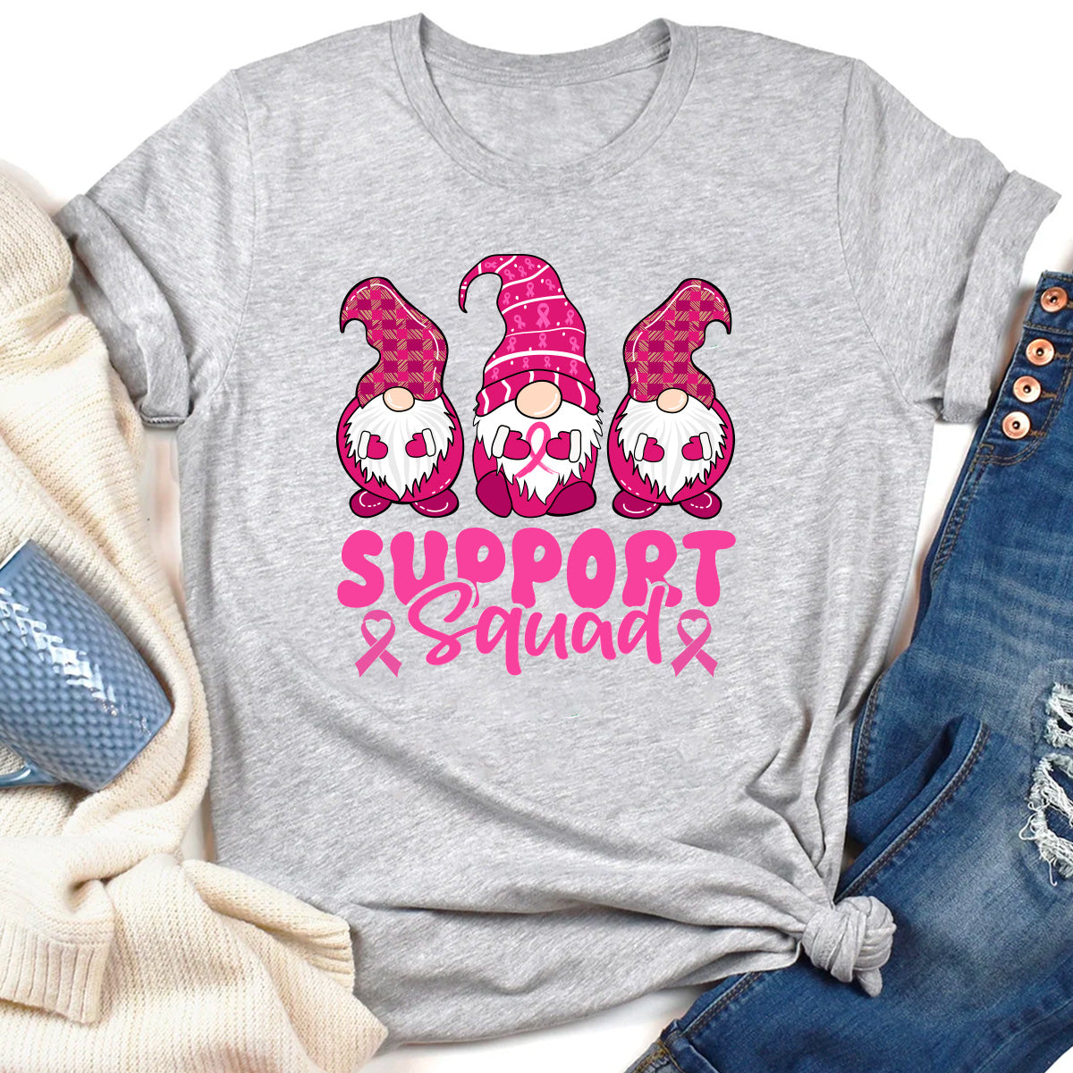 Support Squad Breast Cancer Gnomies T-Shirt