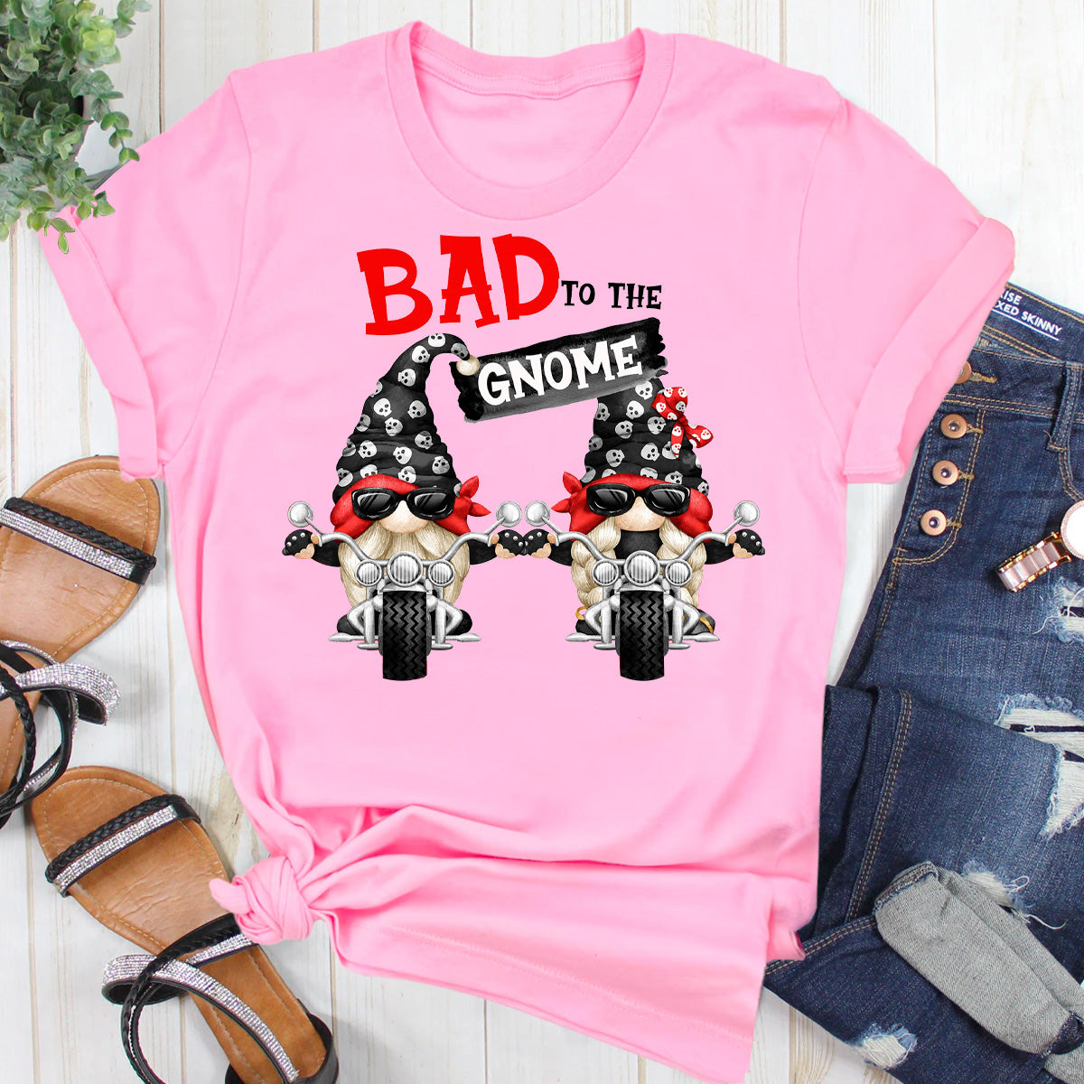 Bad To The Gnome Biker Gnome T-Shirt