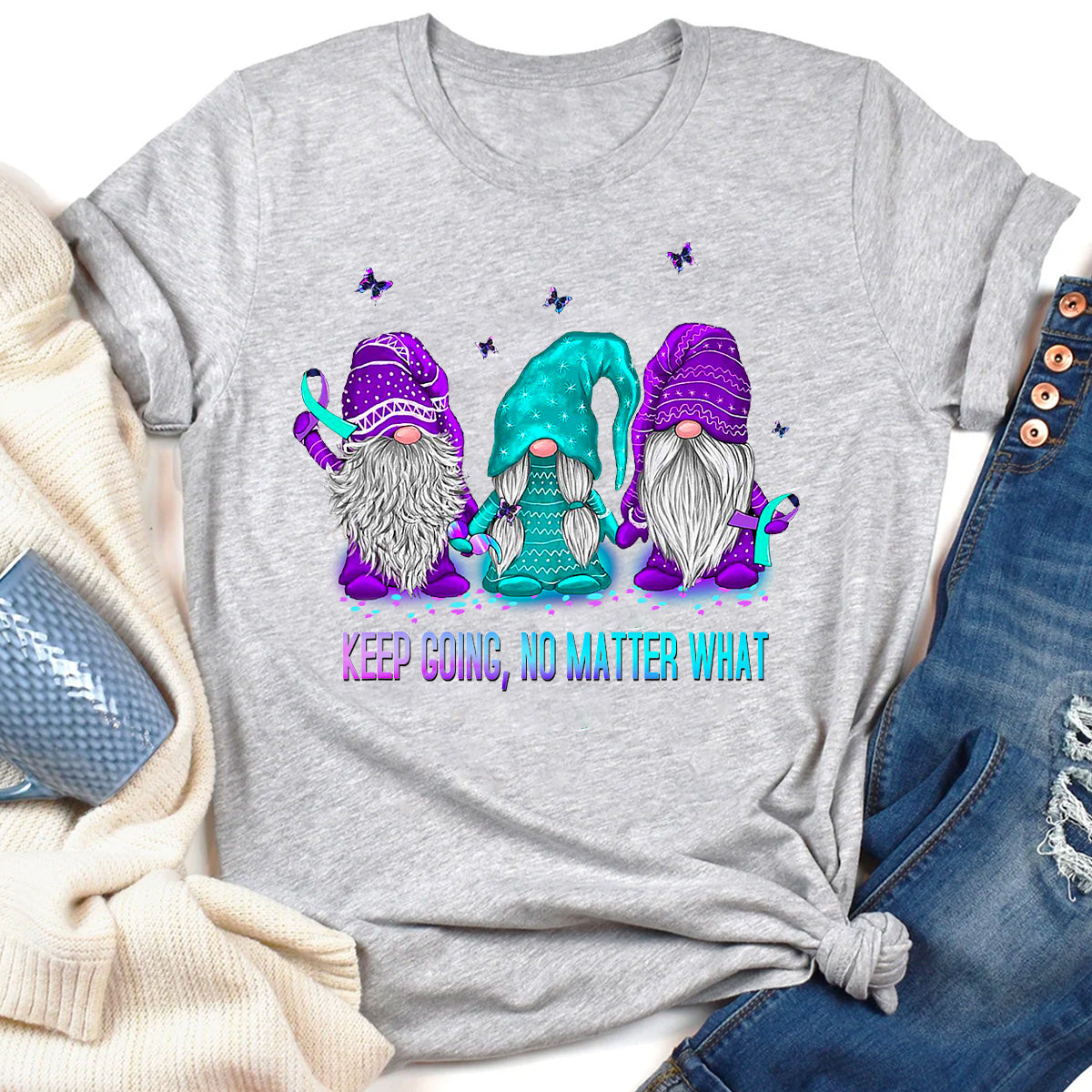 Keep Going No Matter What Gnome Suicide Prevention Awareness T-Shirt