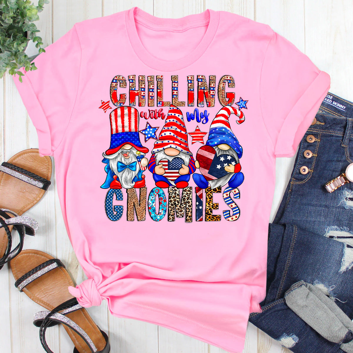 Chillin with my Gnomies American Flag T-Shirt