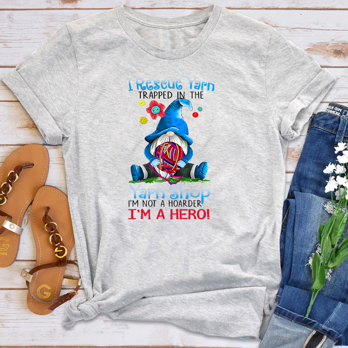 Yarn Knitting Crochet Hoarder Gnome T-Shirt