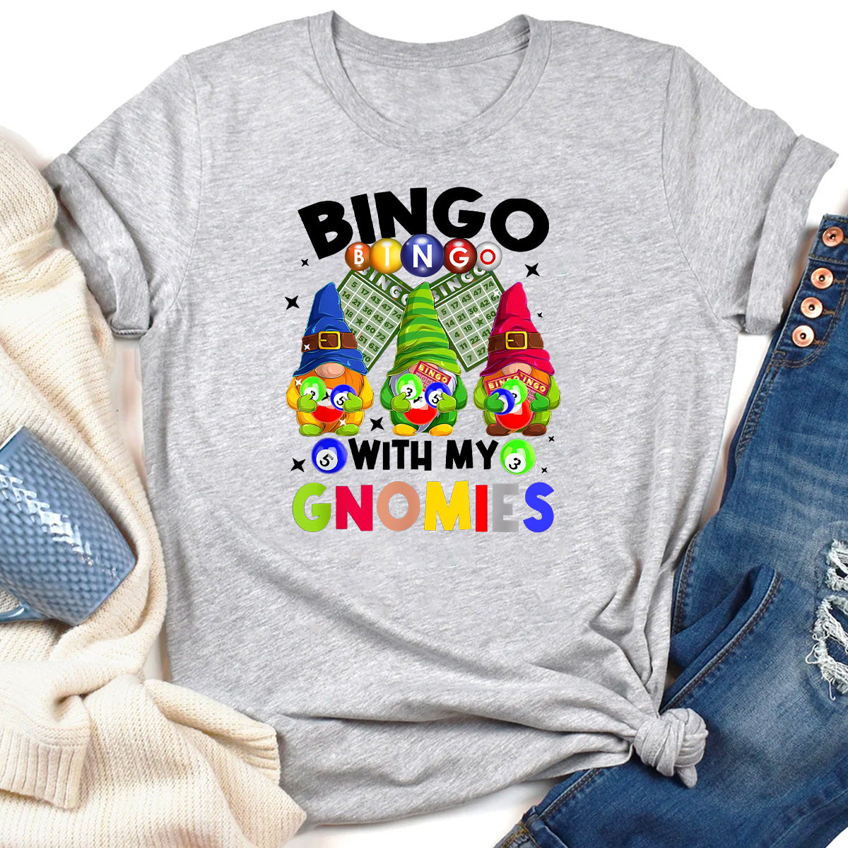 Bingo With My Gnomies Gambling Bingo T-Shirt