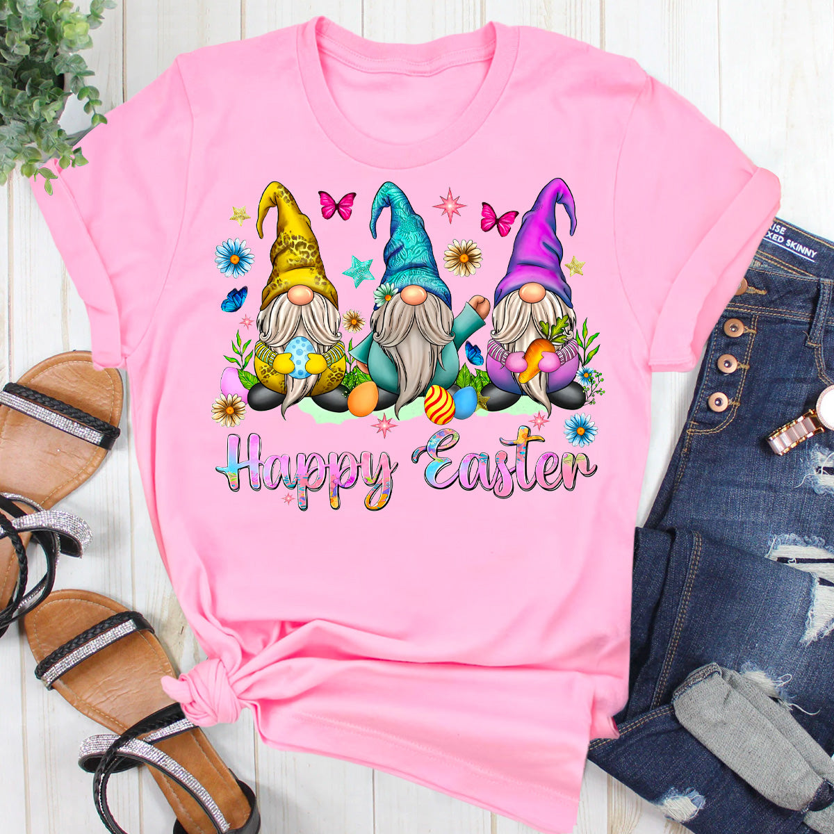 Happy Easter Spring Flower Butterfly T-Shirt