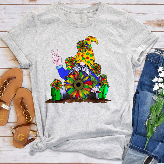 Hippie Gnome Sunflower Rainbow T-Shirt