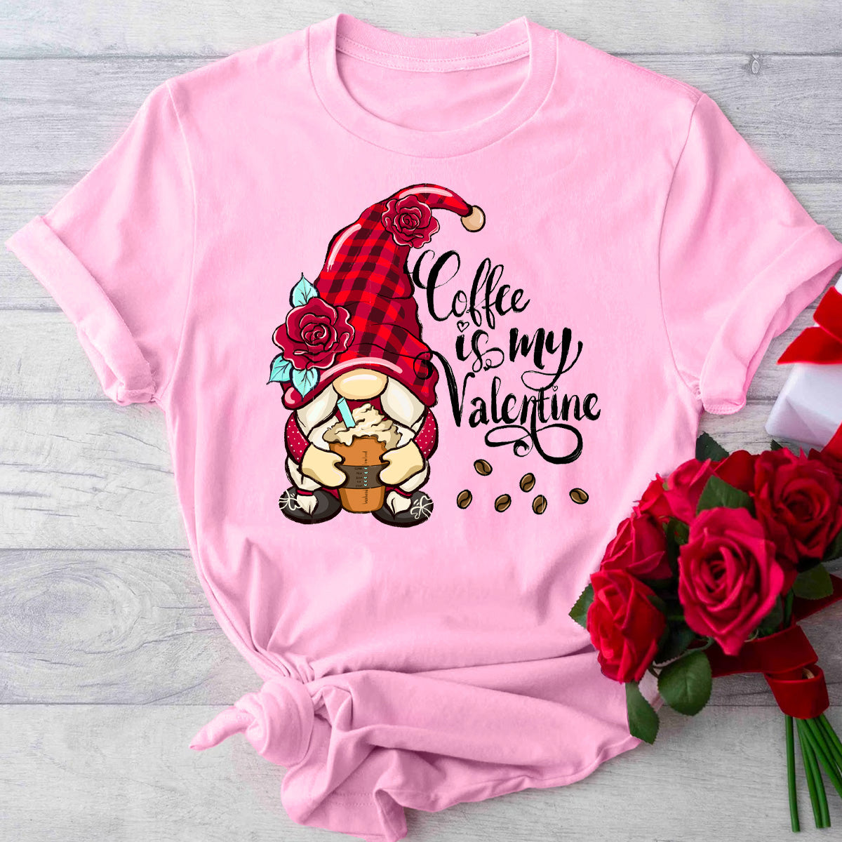 Coffee is My Valentine Gnome T-Shirt