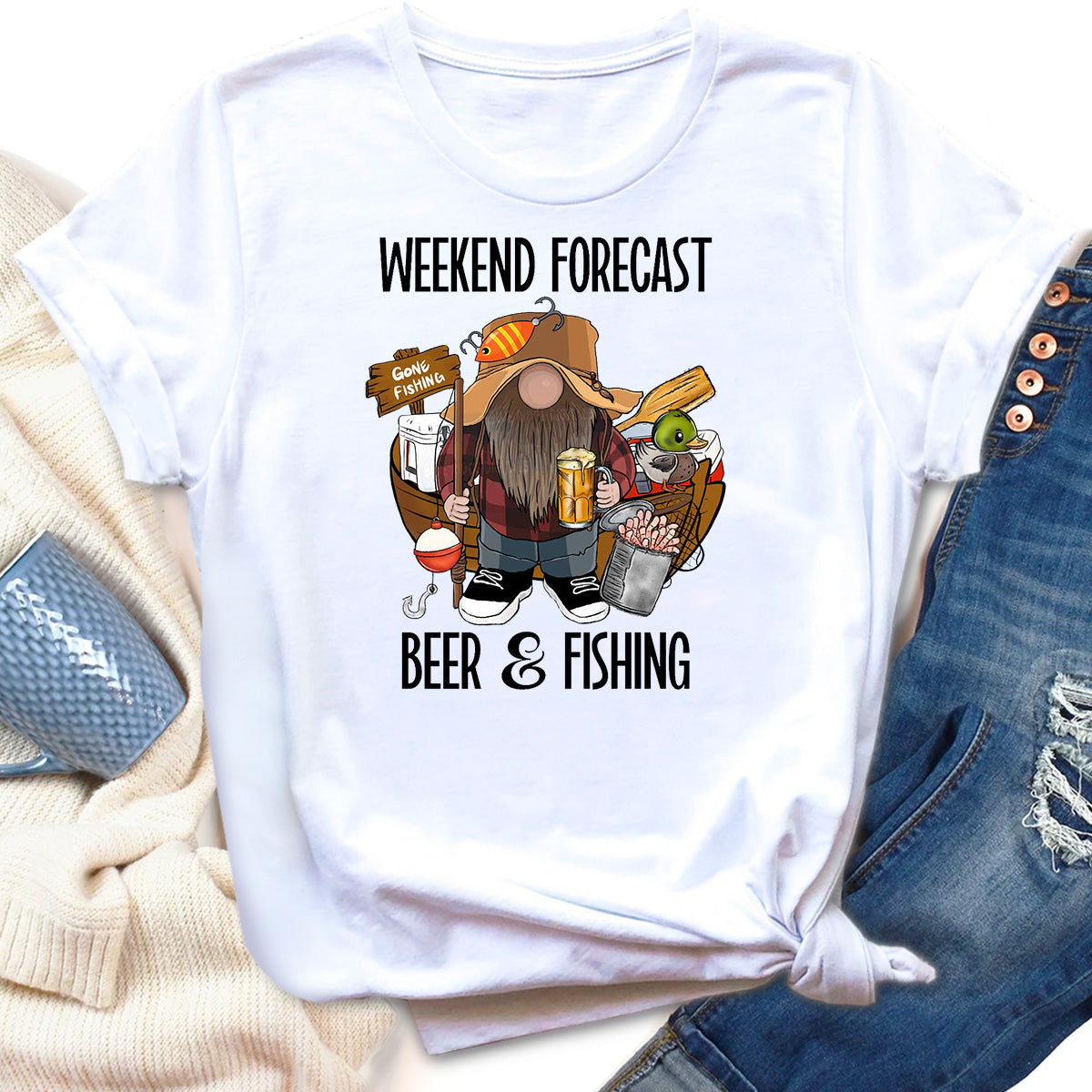 Weekend Forecast Beer and Fishing T-Shirt