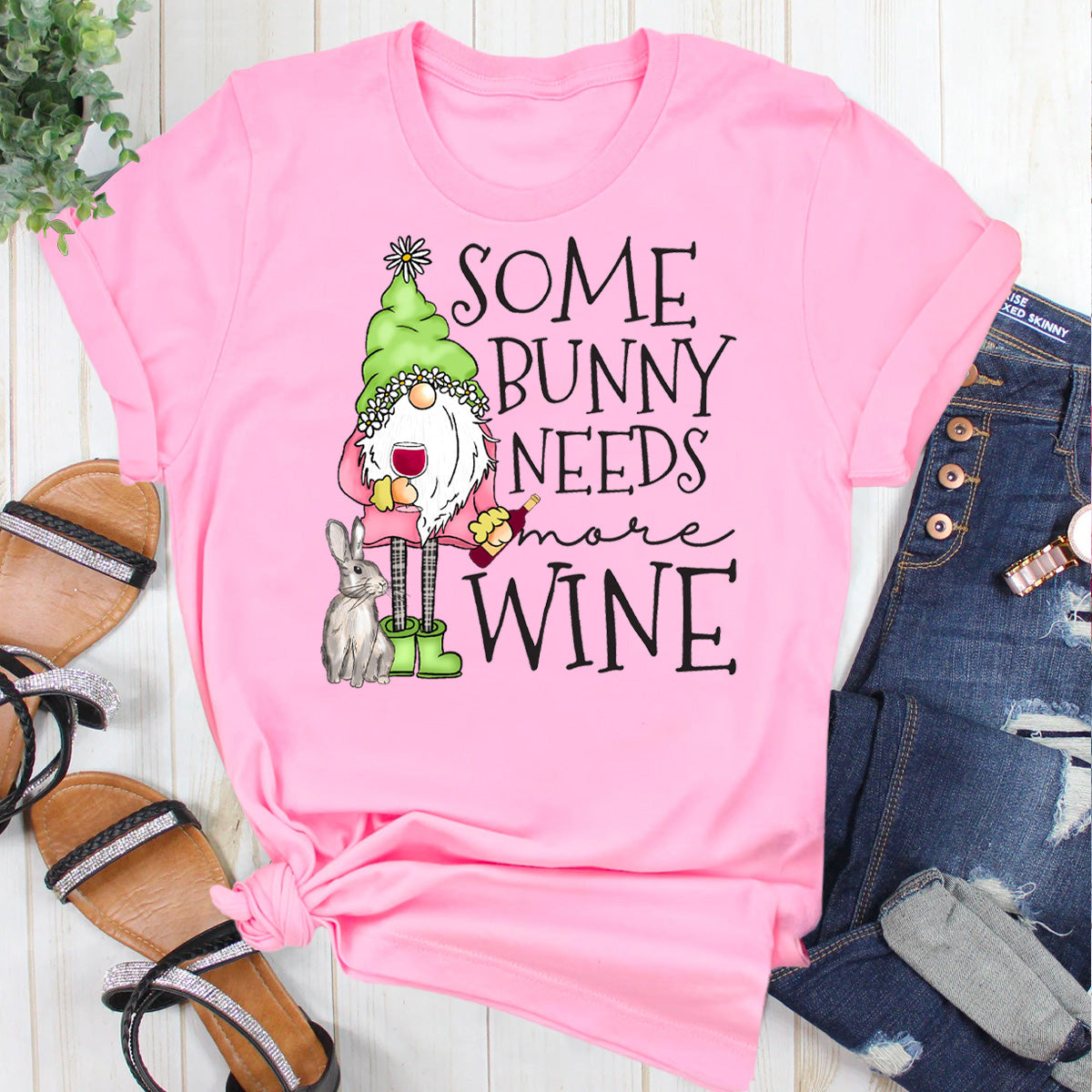 Funny Easter Some Bunny Needs More Wine T-Shirt