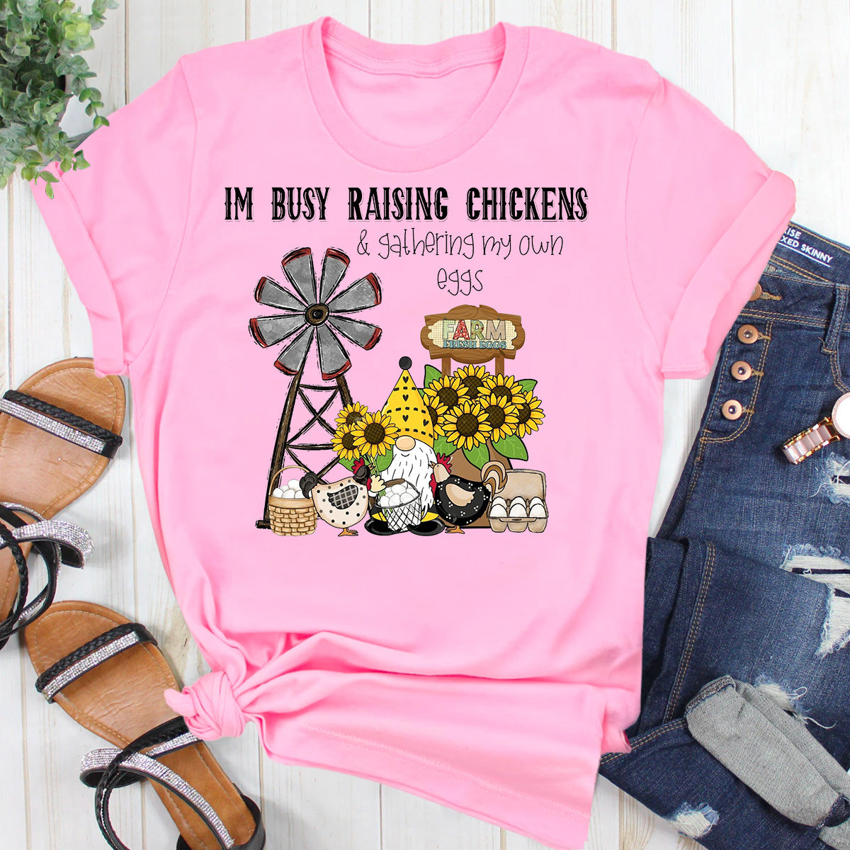 Chicken Lady Farm Gnome T-Shirt