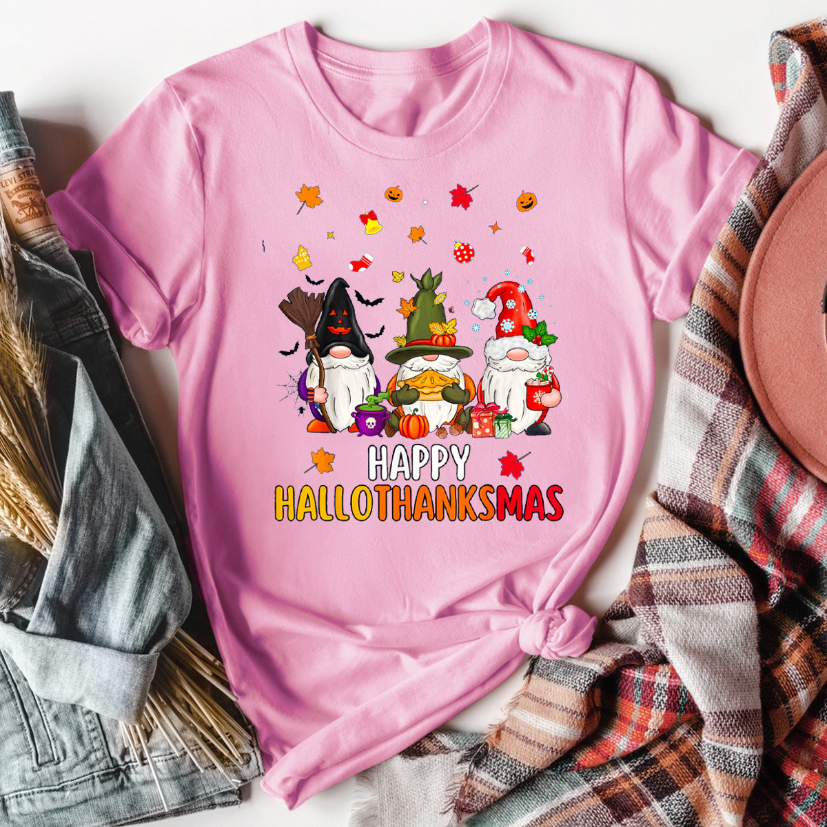 Happy HalloThanksMas Gnomes T-Shirt