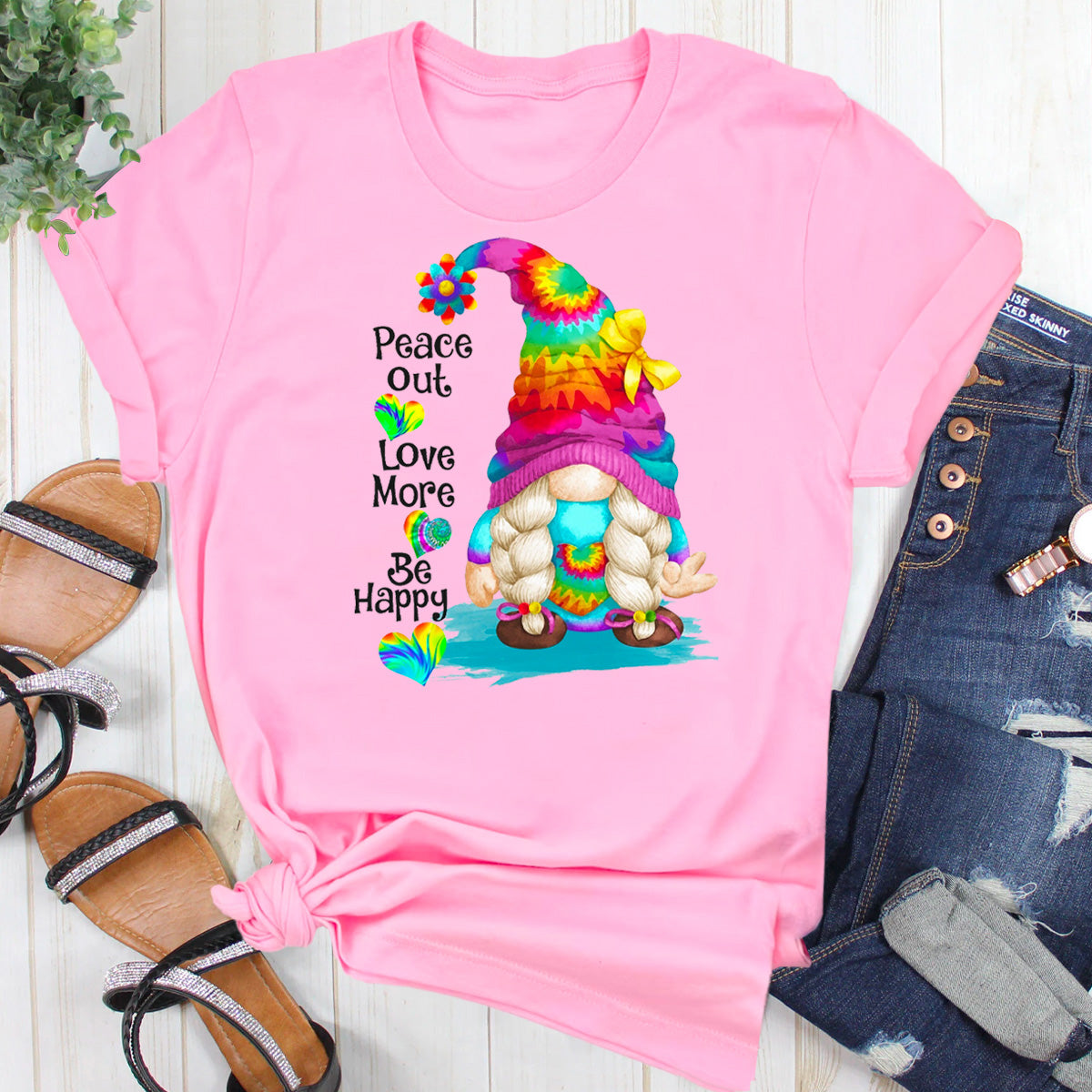 Peace Out Love More Be Happy Gnome T-Shirt