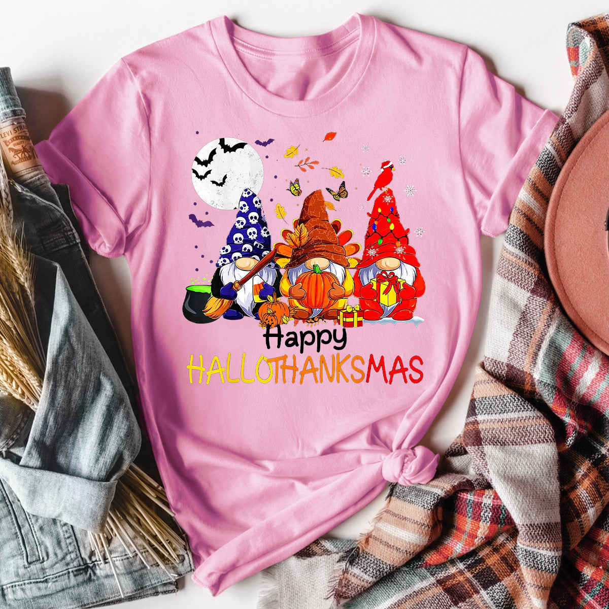 Three Gnomes Hallothanksmas T-Shirt