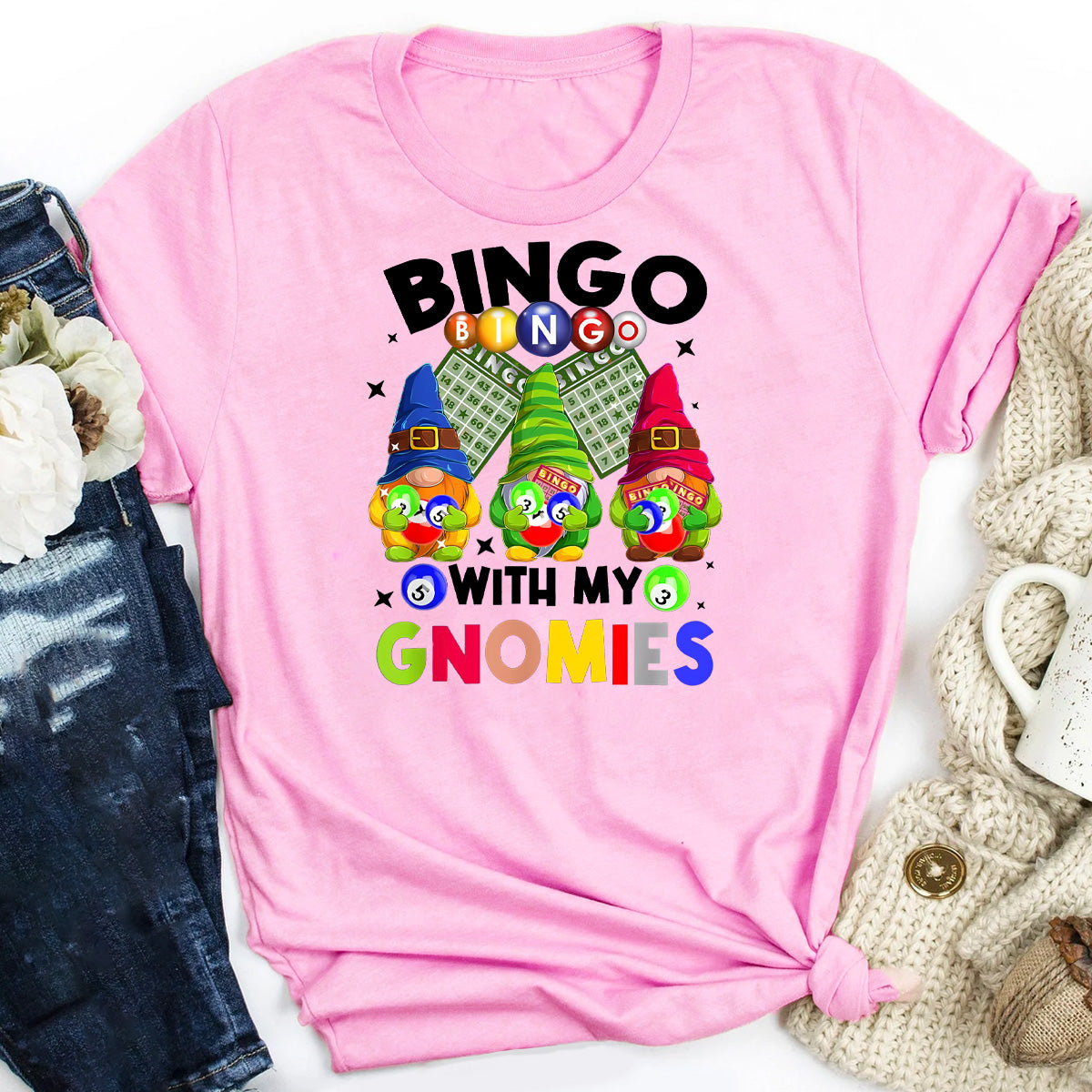 Bingo With My Gnomies Gambling Bingo T-Shirt