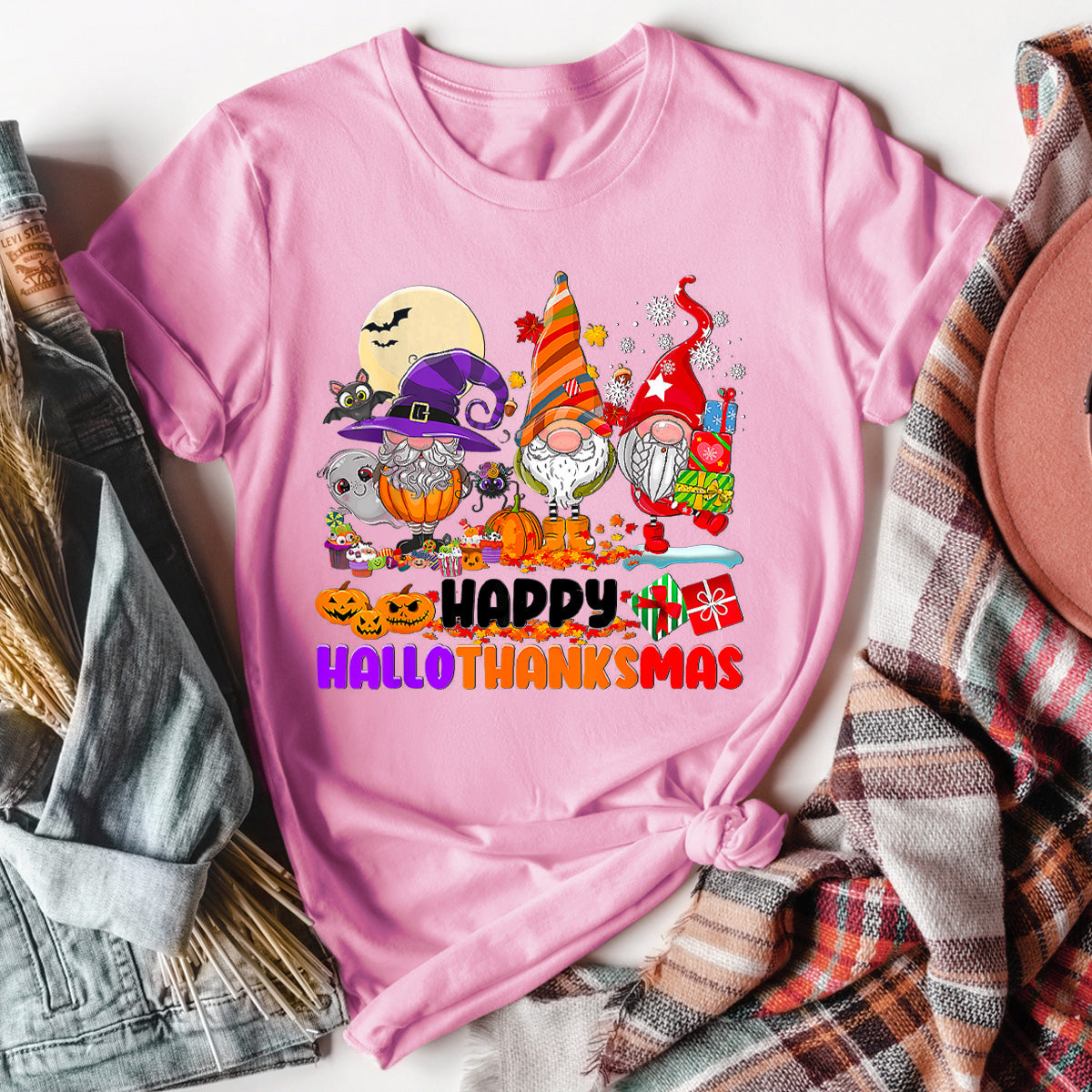 Happy HalloThanksMas Gnomes T-Shirt