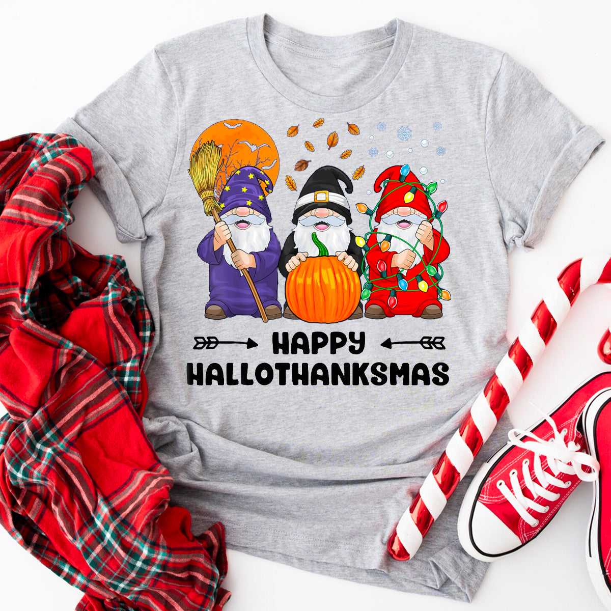 Happy HalloThanksMas Gnomes T-Shirt