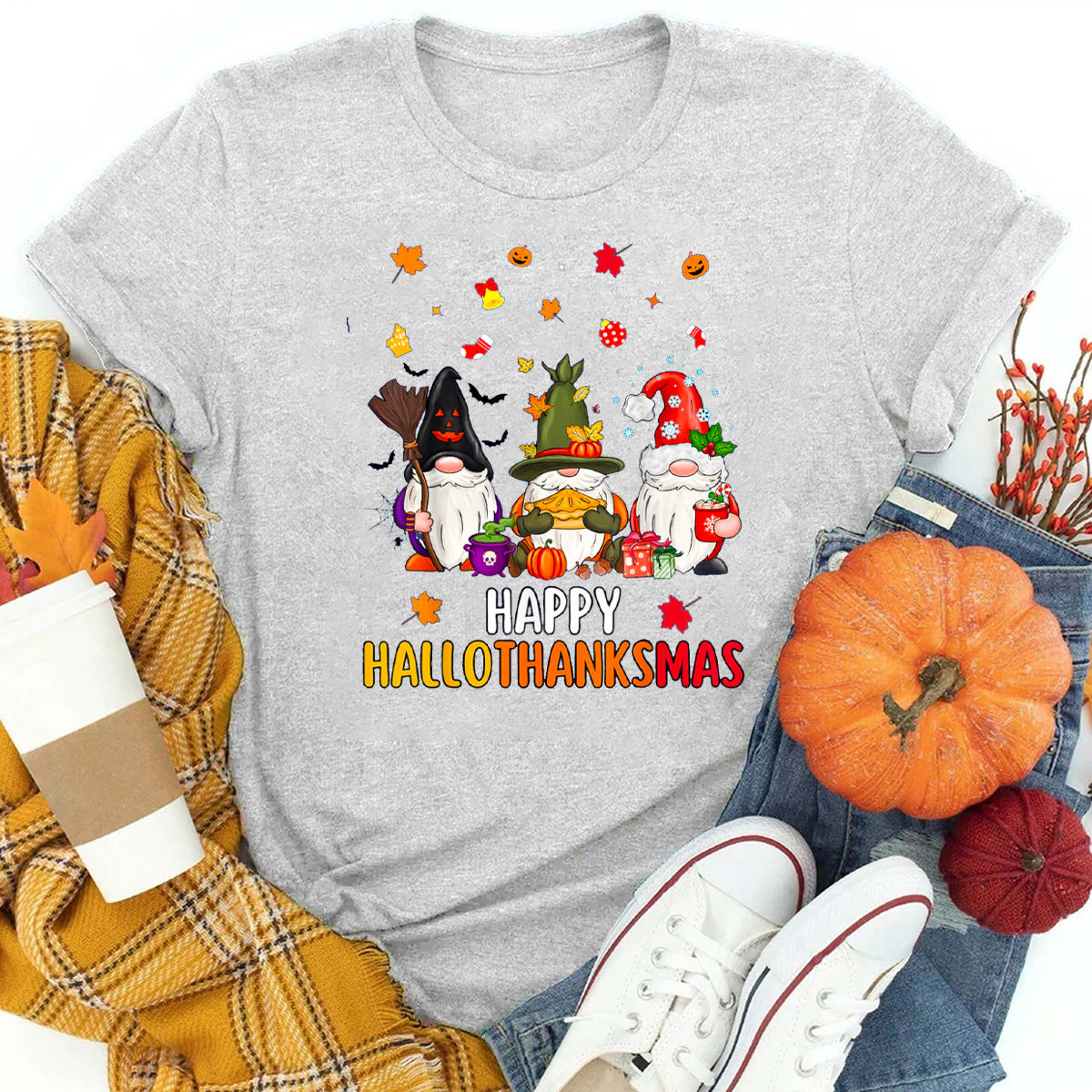 Happy HalloThanksMas Gnomes T-Shirt