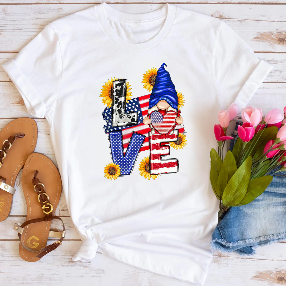 Patriotic Love American Flag T-Shirt
