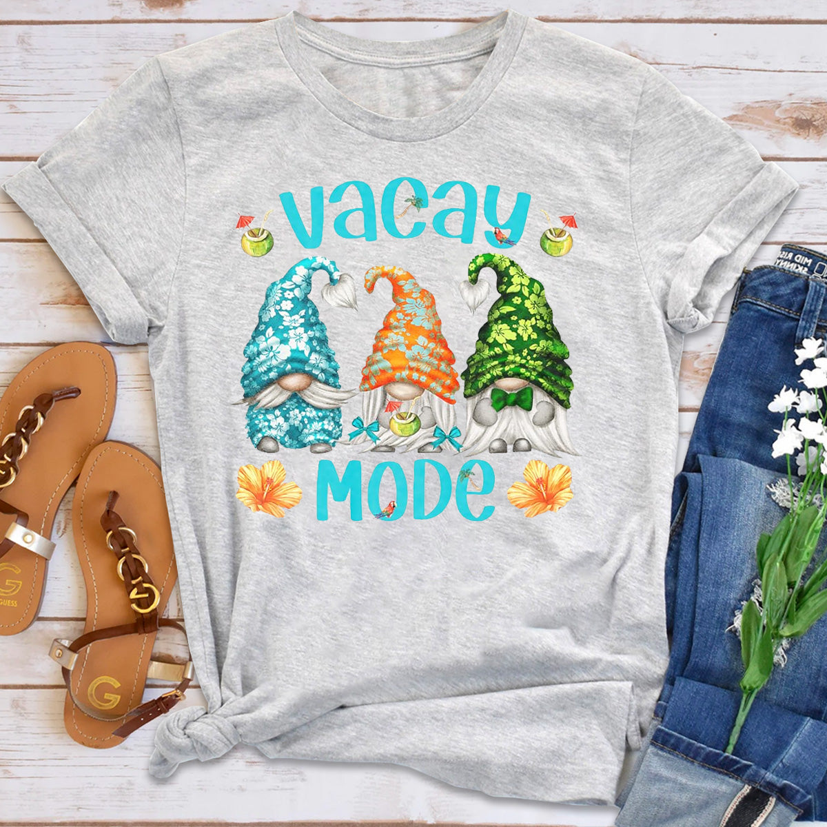 Hawaiian Vacay Mode With Cute Gnomies T-Shirt